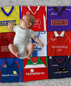 Walsall Classic Kits Montage Retro Shirt Baby Fleece Blanket