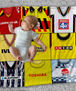 Watford Classic Kits Montage Retro Shirt Baby Fleece Blanket