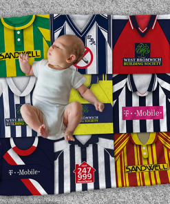 West Brom Classic Kits Montage Retro Shirt Baby Fleece Blanket
