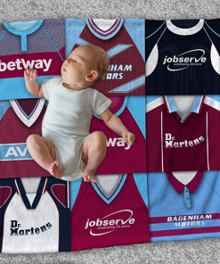 West Ham Classic Kits Montage Retro Shirt Baby Fleece Blanket