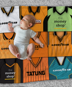 Wolves Classic Kits Montage Retro Shirt Baby Fleece Blanket