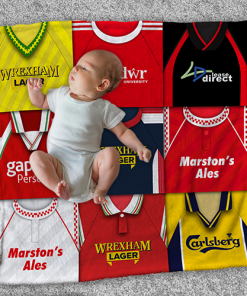 Wrexham Classic Kits Montage Retro Shirt Baby Fleece Blanket