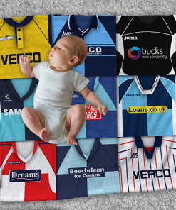 Wycombe Classic Kits Montage Retro Shirt Baby Fleece Blanket