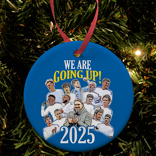 Leeds Utd We are Going Up 2024-25 Christmas Tree Decoration Bauble