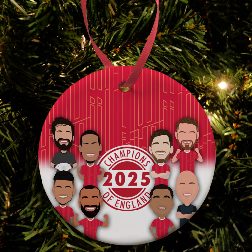 Liverpool Champions Of England 2025 Vector Heroes Christmas Tree Decoration