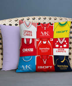 Barnsley Retro Kit Montage Jumbo Football Cushion Classic Kits