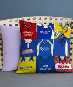 Cardiff City Retro Kit Montage Jumbo Football Cushion Classic Kits