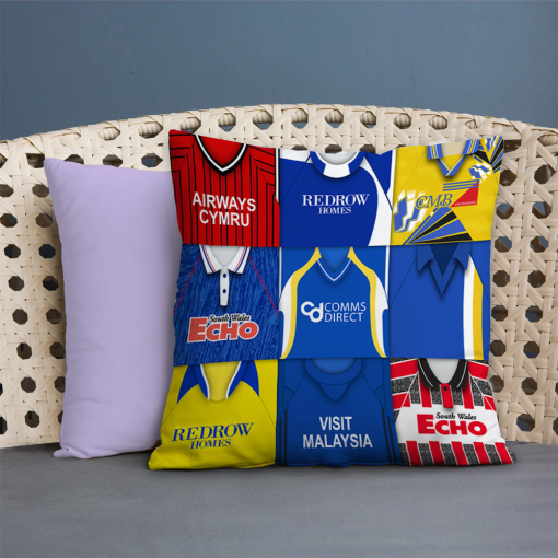 Cardiff City Retro Kit Montage Jumbo Football Cushion Classic Kits - Image 2
