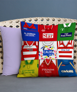 Doncaster Rovers Retro Kit Montage Jumbo Football Cushion Classic Kits
