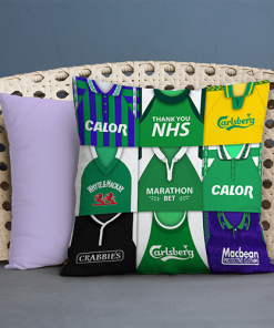 Hibs Retro Kit Montage Jumbo Football Cushion Classic Kits