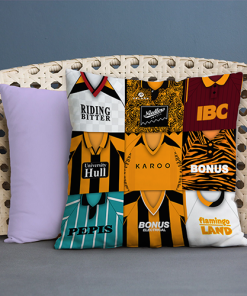 Hull City Retro Kit Montage Jumbo Football Cushion Classic Kits