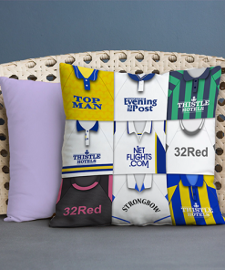 Leeds Utd Retro Kit Montage Jumbo Football Cushion Classic Kits