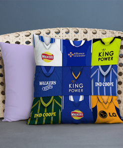 Leicester City Retro Kit Montage Jumbo Football Cushion Classic Kits