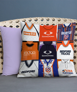 Luton Town Retro Kit Montage Jumbo Football Cushion Classic Kits