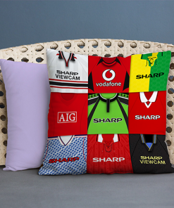 Man Utd Retro Kit Montage Jumbo Football Cushion Classic Kits