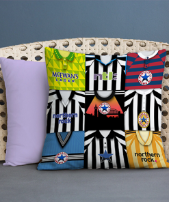 Newcastle Retro Kit Montage Jumbo Football Cushion Classic Kits
