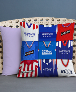 Rangers Retro Kit Montage Jumbo Football Cushion Classic Kits