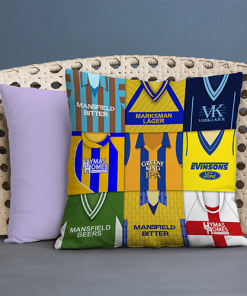 Mansfield Town Retro Kit Montage Jumbo Football Cushion Classic Kits