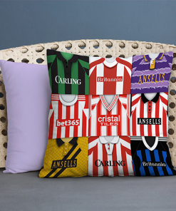 Stoke City Retro Kit Montage Jumbo Football Cushion Classic Kits