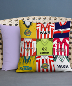 Sunderland Retro Kit Montage Jumbo Football Cushion Classic Kits