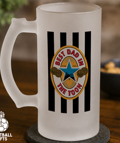 Best Dad In The Toon Retro Newcastle Home Shirt Frosted Beer Glass Classic Kits