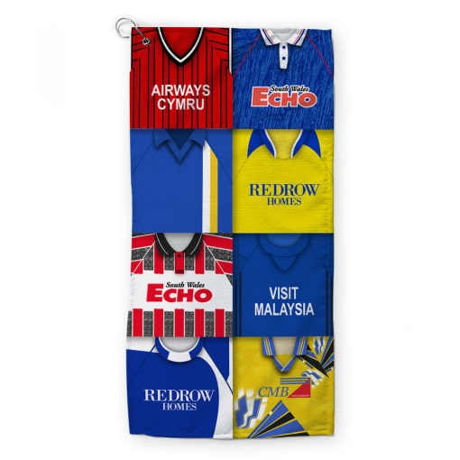 Golf Towel Cardiff City Classic Kits Montage Retro Shirt Golf Towel - Image 2