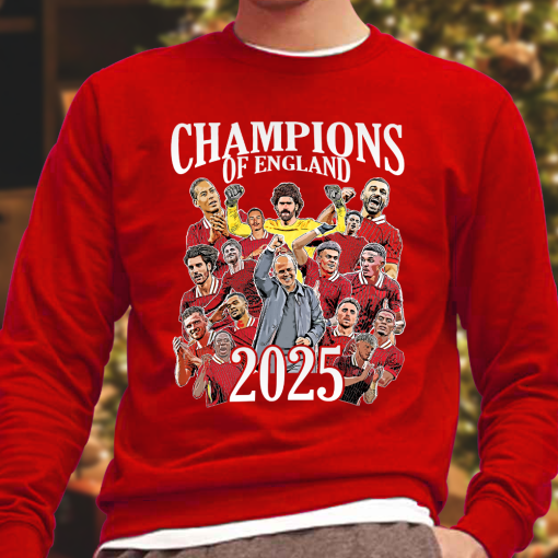 Liverpool Champions Of England 2025 Red Jumper Top Design 1