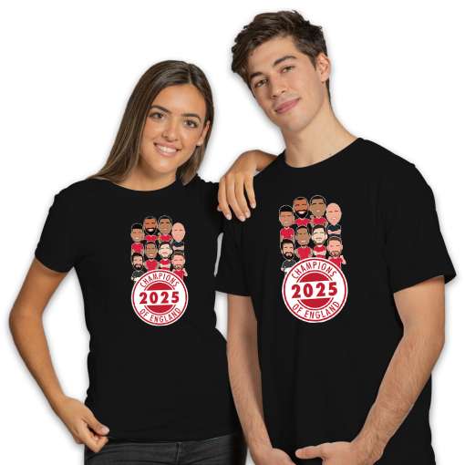 Liverpool Champions Of England 2024-25 Vector Heroes Black T-Shirt - Image 3