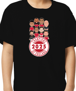 Liverpool Champions Of England 2024-25 Vector Heroes Black T-Shirt