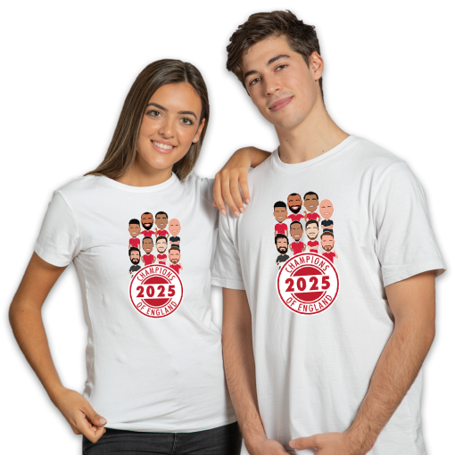Liverpool Champions Of England 2024-25 Vector Heroes White T-Shirt - Image 3