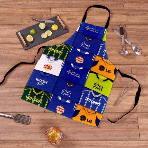 Leicester City Retro Shirts Montage Apron Classic Kits - Image 2