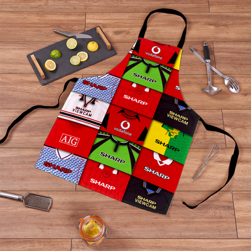 Man Utd Retro Shirts Montage Apron Classic Kits - Image 2