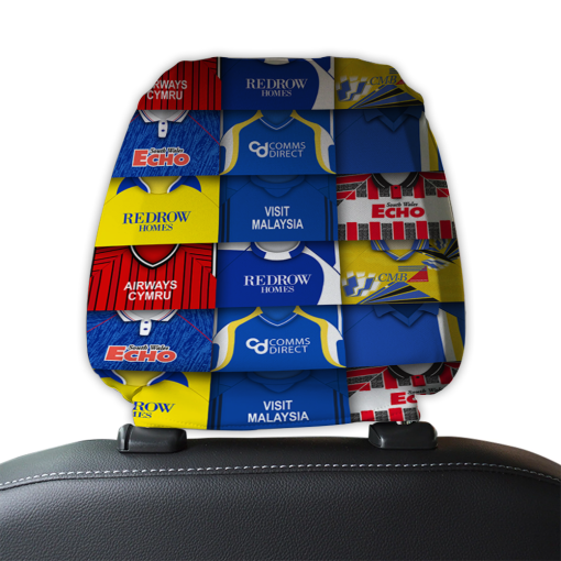 Cardiff City Retro Football Shirts Montage Car Headrest Covers
