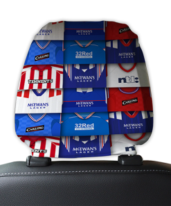 Rangers Retro Football Shirts Montage Car Headrest Covers