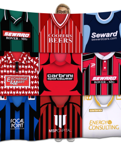 Bournemouth Classic Kits Montage Retro Shirt Fleece Blanket / Throw