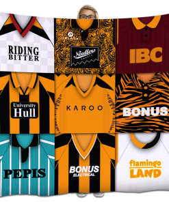 Hull City Classic Kits Montage Retro Shirt Fleece Blanket / Throw