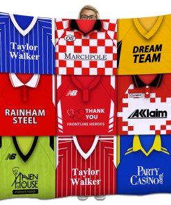 Leyton Orient Classic Kits Montage Retro Shirt Fleece Blanket / Throw