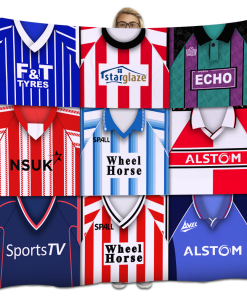 Lincoln City Classic Kits Montage Retro Shirt Fleece Blanket / Throw