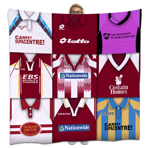 Northampton Classic Kits Montage Retro Shirt Fleece Blanket / Throw