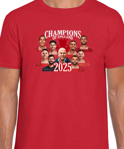 Liverpool Champions Of England 2024-25 Player Portraits Red T-Shirt