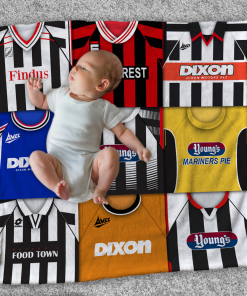 Grimsby Town Classic Kits Montage Retro Shirt Baby Fleece Blanket