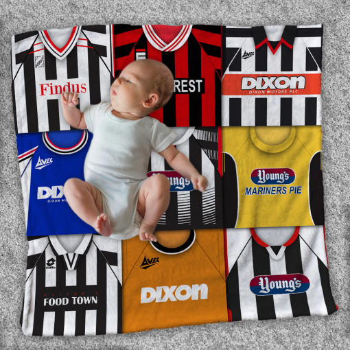 Grimsby Town Classic Kits Montage Retro Shirt Baby Fleece Blanket