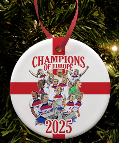England Women Champions Of Europe 2025 Christmas Tree Decoration Bauble Lionesses