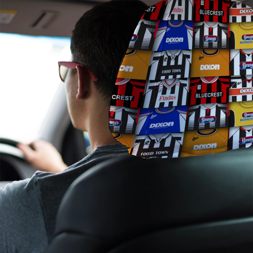 Grimsby Town Retro Football Shirts Montage Car Headrest Covers - Image 2