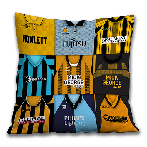 Cambridge United Retro Kit Montage Jumbo Football Cushion Classic Kits - Image 2