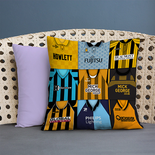 Cambridge United Retro Kit Montage Jumbo Football Cushion Classic Kits