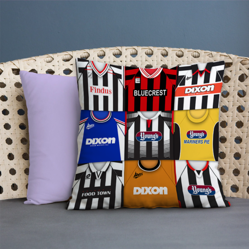 Grimsby Town Retro Kit Montage Jumbo Football Cushion Classic Kits