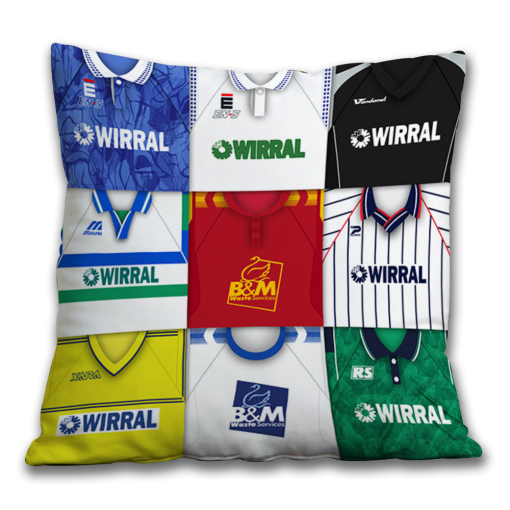 Tranmere Rovers Retro Kit Montage Jumbo Football Cushion Classic Kits - Image 2