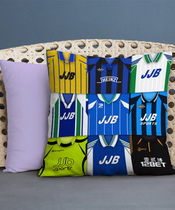 Wigan Athletic Retro Kit Montage Jumbo Football Cushion Classic Kits