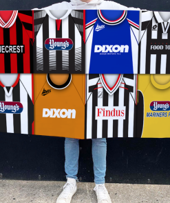 Grimsby Town Retro Kit Montage Football Flag High Quality Classic Kits